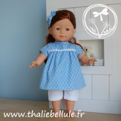 Robe, pantacourt et pince pour poupée 36 cm, bleu