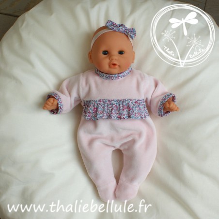 Pyjama rose liberty rose pour poupon 30 cm