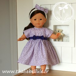 Robe violette avec culotte coordonné pour poupée 36 cm