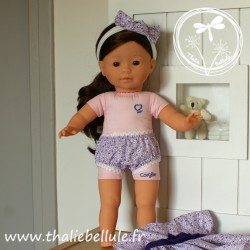 Robe violette avec culotte coordonné pour poupée 36 cm, vue de la culotte