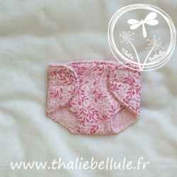 Couche en tissu à motifs feuilles roses, doublée en tissu éponge rose, pour poupon 30 cm