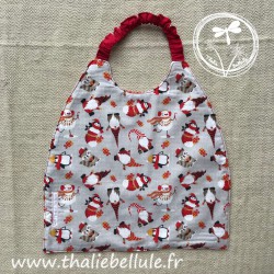 Serviette élastiquée motifs Noël sur fond gris