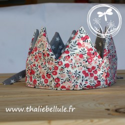 Couronne en tissu à fleurs corail, type liberty