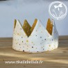 Couronne en tissu à étoiles, blanc, jaune moutarde, gris