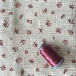 Double gaze fleurs vieux rose