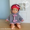 Manteau gris et rose pour poupée 36 cm avec bonnet assorti