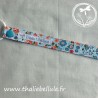 Attache tétine à fleurs turquoise et corail en tissu coton