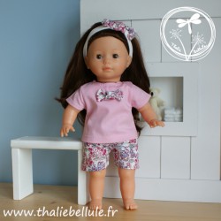 Tshirt, short et bandeau pour poupée 36 cm, rose