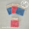 lots de 4 gants enfants (2 corail + 2 bleu) bordés de tissu en coton motifs fleurs