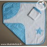 Sortie de bain étoiles bleu pour poupons et poupées , avec gant coordonné, vue recto