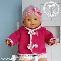 Manteau rose fuchsia et bonnet pour le poupon 36 cm