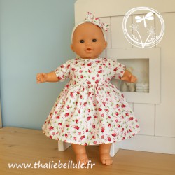 Robe à fleurs roses pour poupon 36 cm, avec gilet et bandeau assortis, vue sans gilet