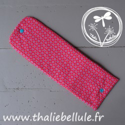 Pochette en tissu à motifs symétriques roses pour accessoires cheveux, vue verso